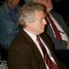 Dr. Robert Snyder (Rutgers professor), listening to readings; Grinnell Centennial Party, October 17, 2010 (Photo: Lynne Van Auken)